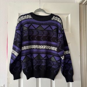 Vintage 80s Gabrielle Black and Purple Sweater